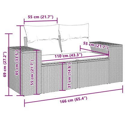 7-tlg. Garten-Sofagarnitur mit Kissen Braun Poly Rattan
