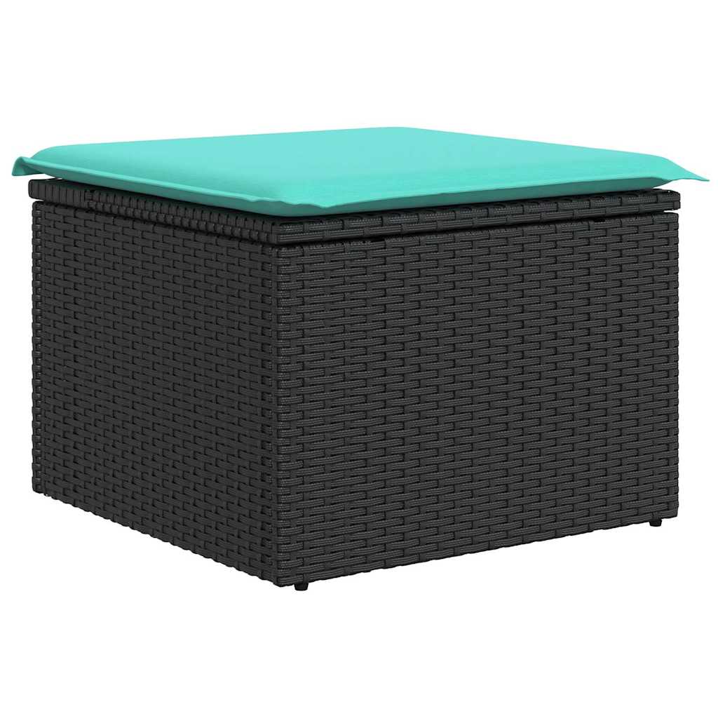8-tlg. Garten-Sofagarnitur mit Kissen Schwarz Poly Rattan