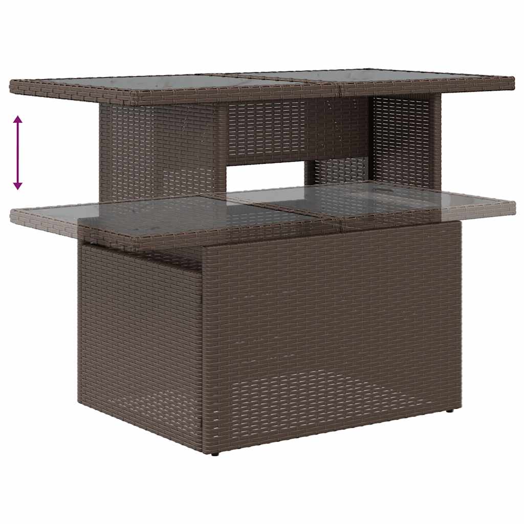 11-tlg. Garten-Sofagarnitur mit Kissen Braun Poly Rattan Akazie