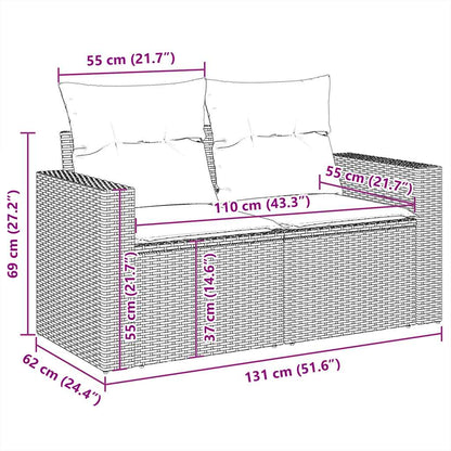 6-tlg. Garten-Sofagarnitur mit Kissen Grau Poly Rattan