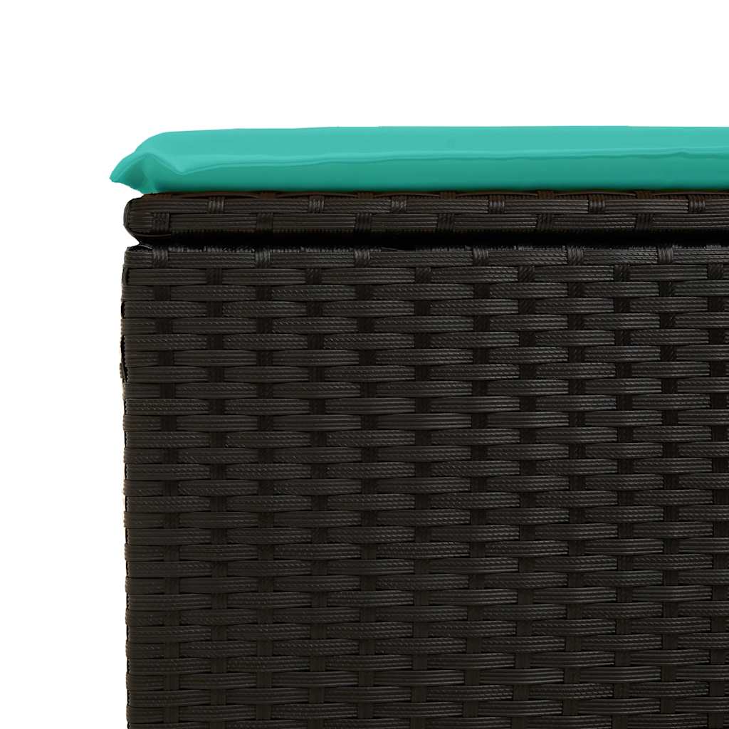 7-tlg. Garten-Sofagarnitur mit Kissen Schwarz Poly Rattan