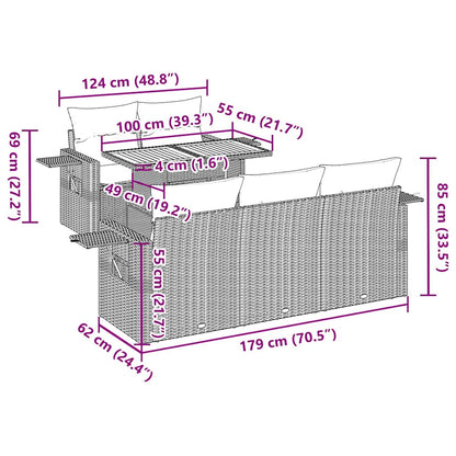 6-tlg. Garten-Sofagarnitur mit Kissen Schwarz Poly Rattan