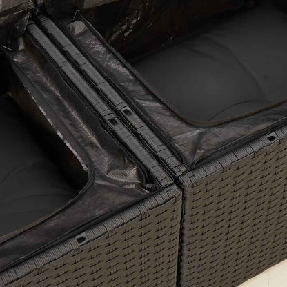 9-tlg. Garten-Sofagarnitur mit Kissen Schwarz Poly Rattan