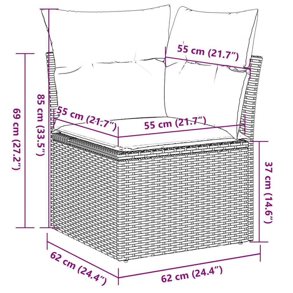 6-tlg. Garten-Sofagarnitur mit Kissen Beige Poly Rattan