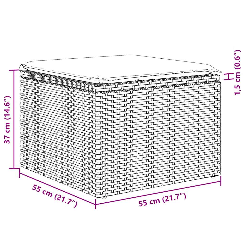 8-tlg. Garten-Sofagarnitur mit Kissen Beige Poly Rattan