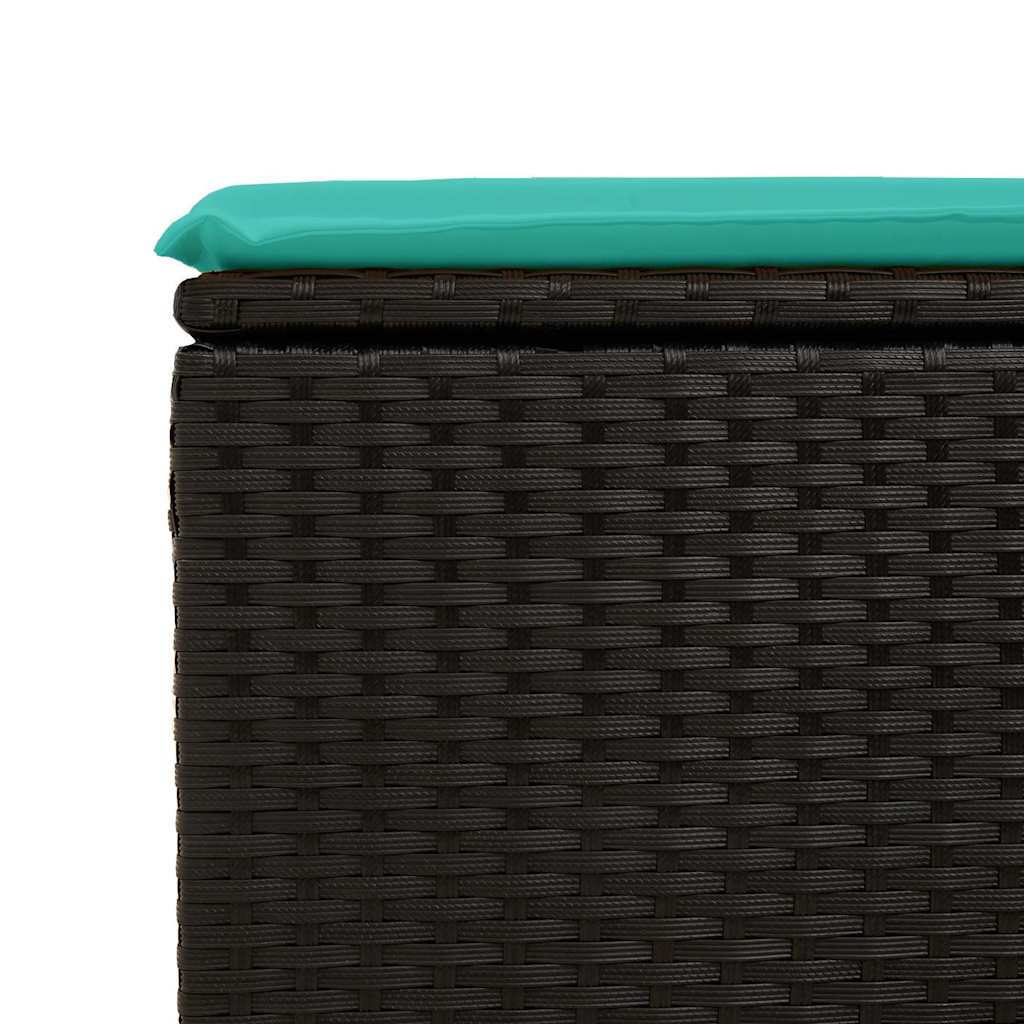 7-tlg. Garten-Sofagarnitur mit Kissen Schwarz Poly Rattan