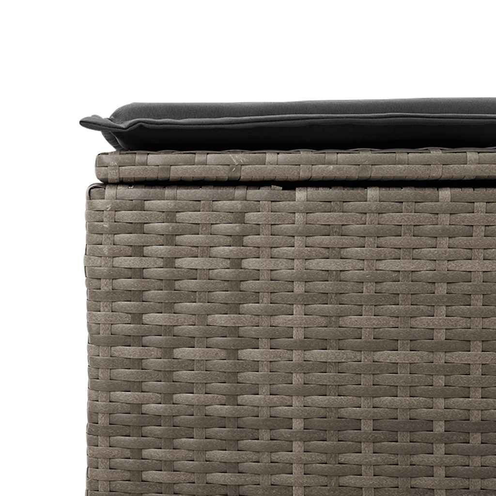 9-tlg. Garten-Sofagarnitur mit Kissen Grau Poly Rattan Akazie
