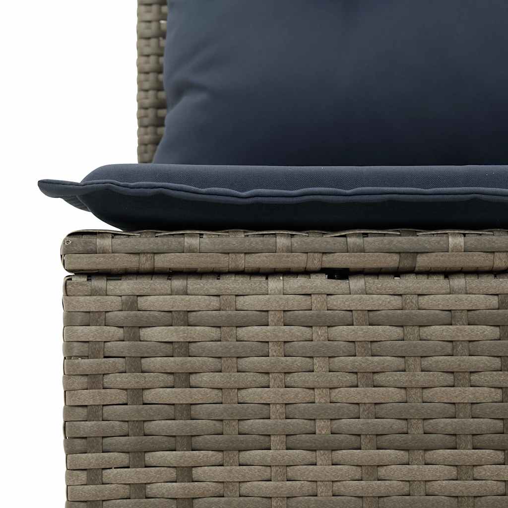 8-tlg. Garten-Sofagarnitur mit Kissen Grau Poly Rattan