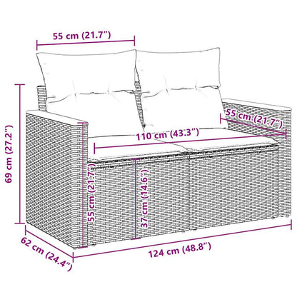 7-tlg. Garten-Sofagarnitur mit Kissen Schwarz Poly Rattan