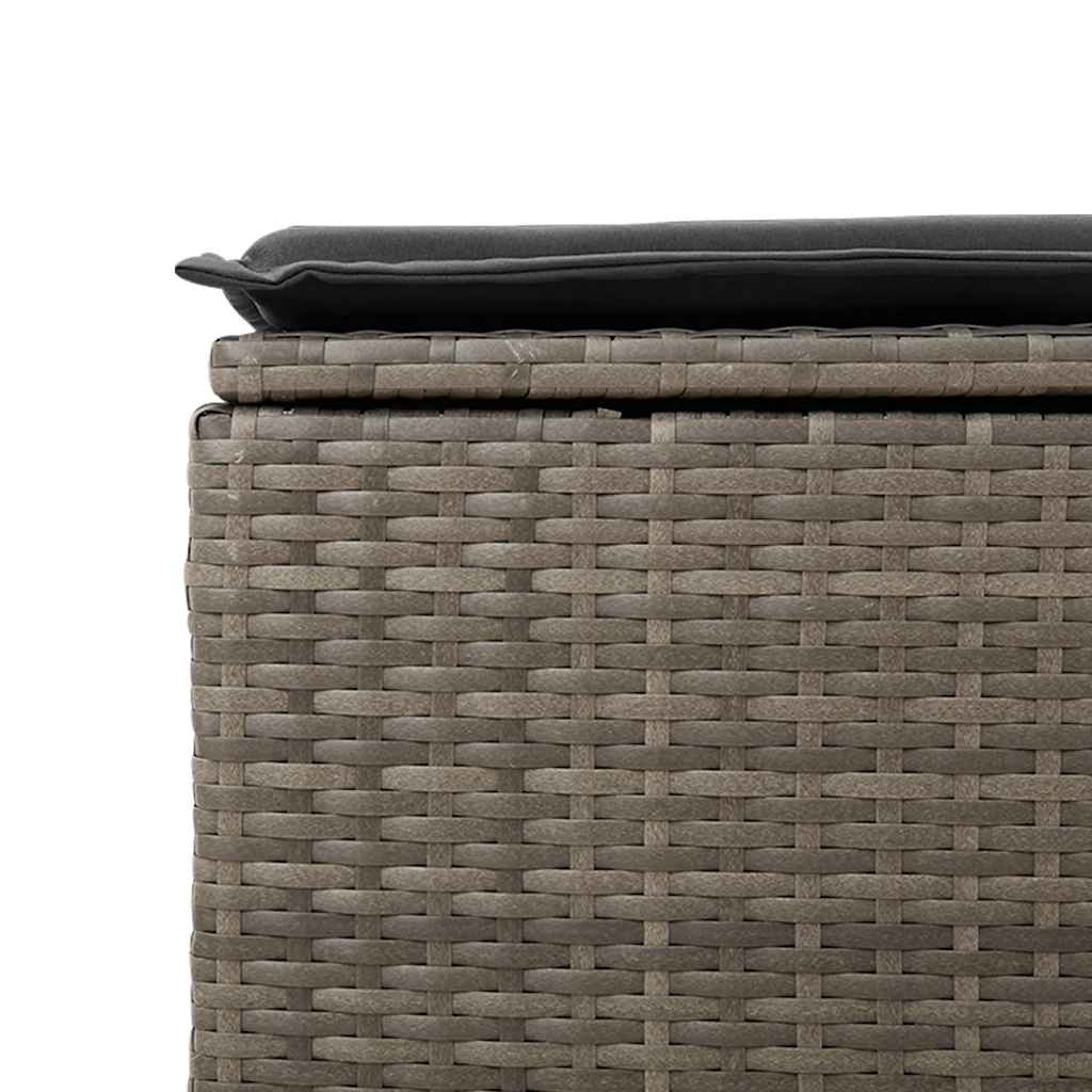 9-tlg. Garten-Sofagarnitur mit Kissen Grau Poly Rattan Akazie