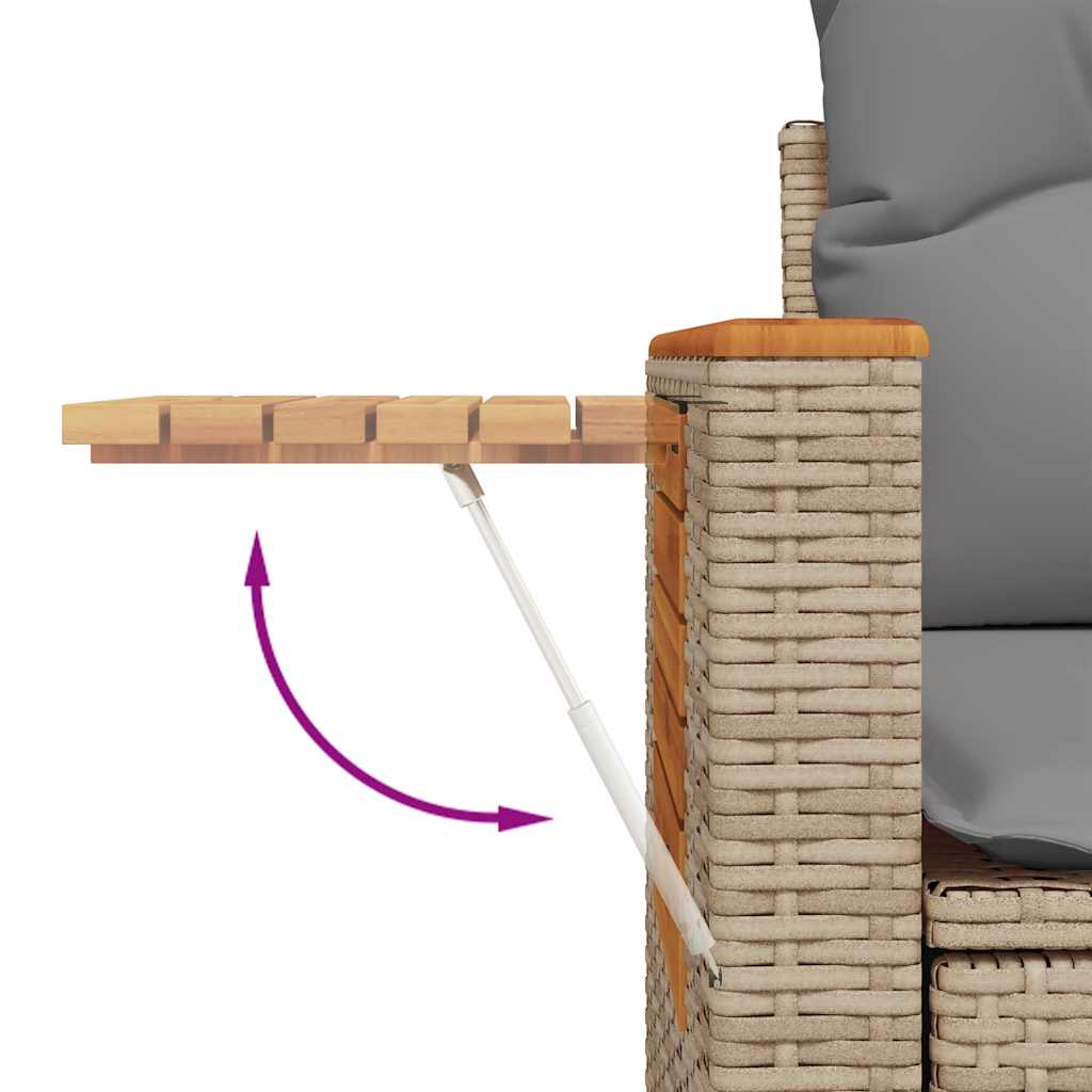 6-tlg. Garten-Sofagarnitur mit Kissen Beige Poly Rattan Akazie