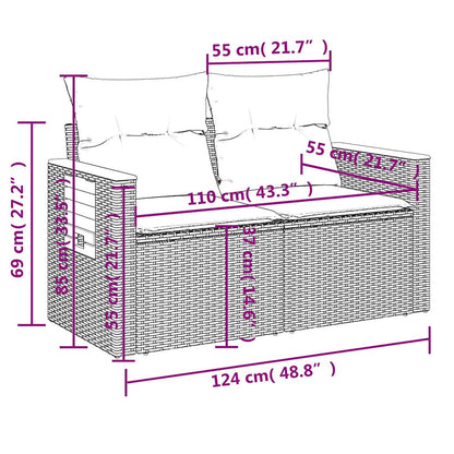 5-tlg. Garten-Sofagarnitur mit Kissen Beige Poly Rattan Akazie