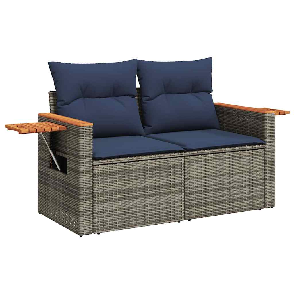 8-tlg. Garten-Sofagarnitur mit Kissen Braun Poly Rattan Akazie