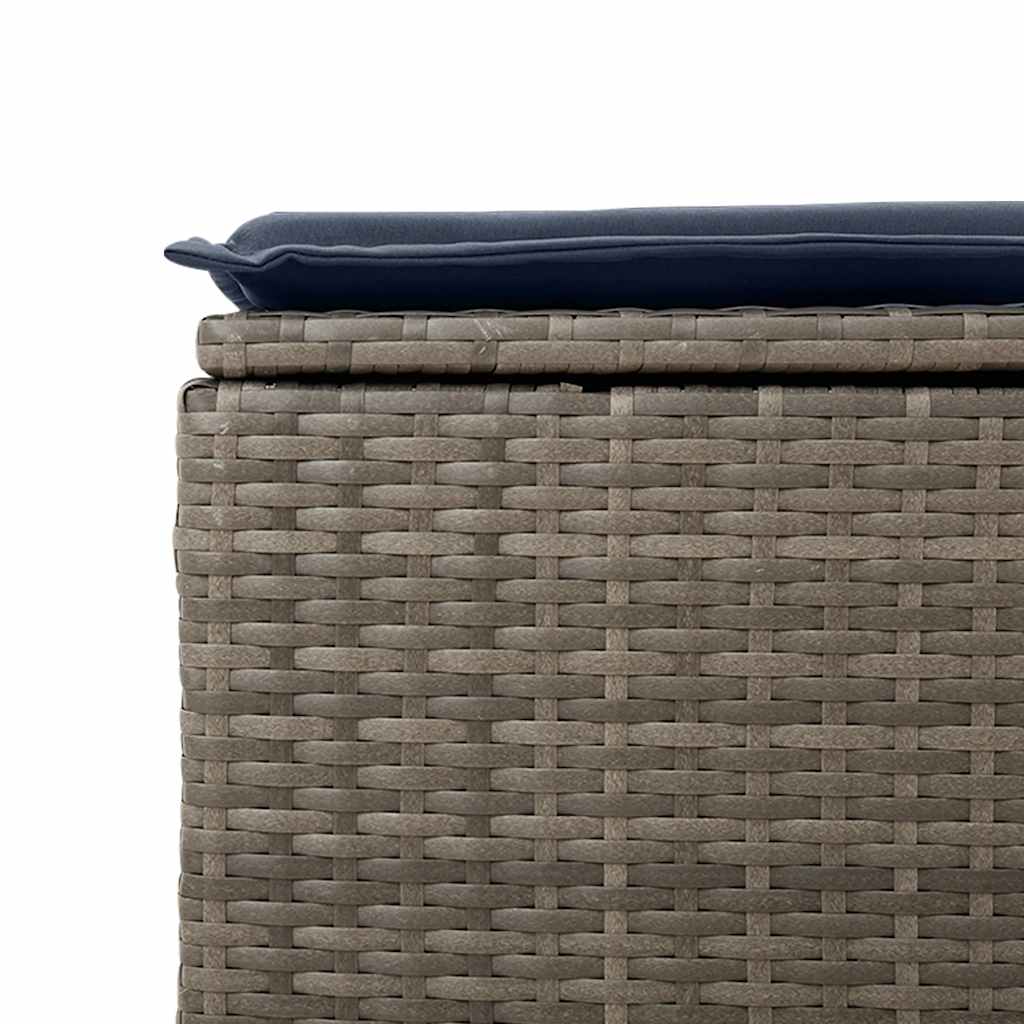10-tlg. Garten-Sofagarnitur mit Kissen Grau Poly Rattan Akazie