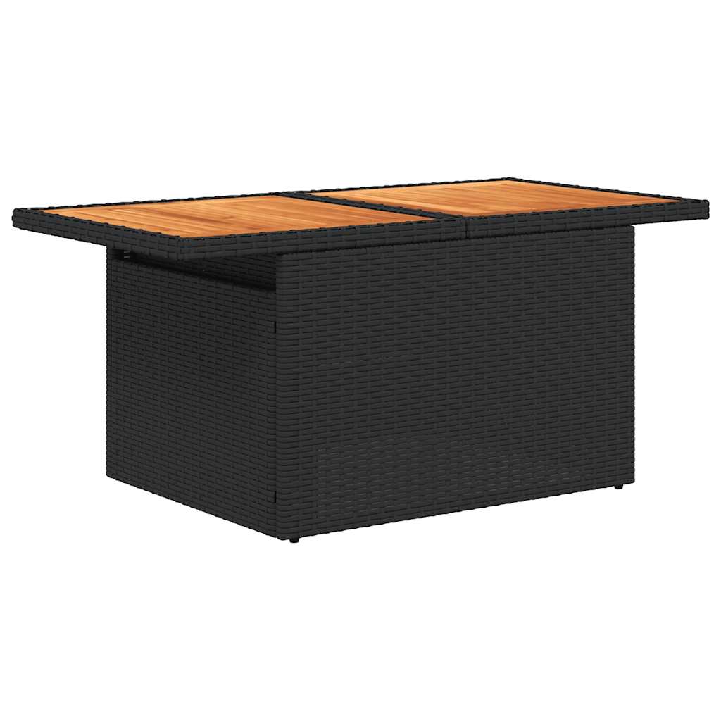 6-teiliges Gartensofa-Set mit Kissen, schwarz, Polyrattan, Akazie