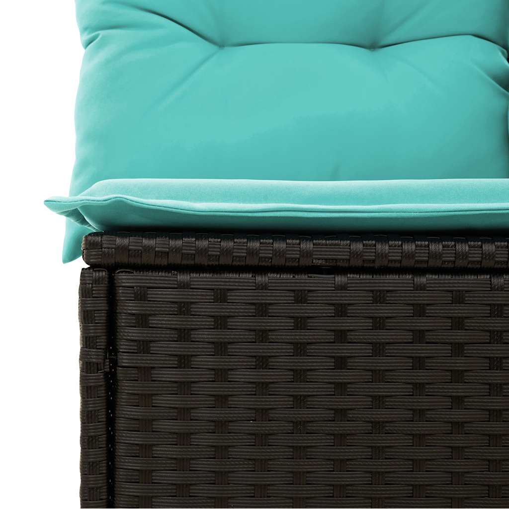 6-teiliges Gartensofa-Set mit Kissen, schwarz, Polyrattan, Akazie