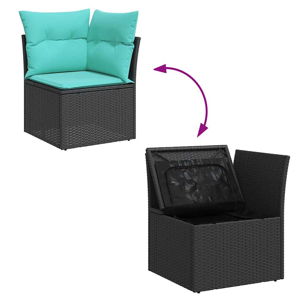 8-tlg. Garten-Sofagarnitur mit Kissen Grau Poly Rattan Akazie
