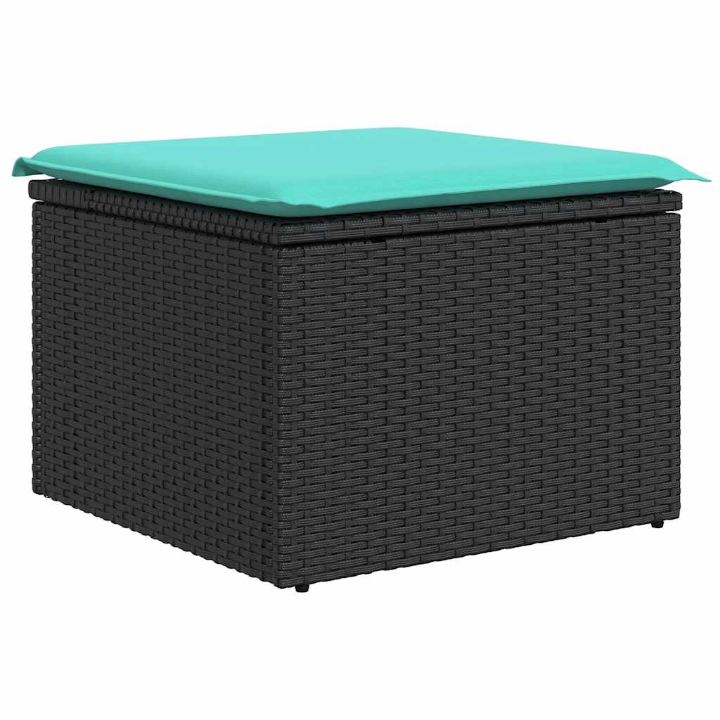 11-tlg. Garten-Sofagarnitur mit Kissen Schwarz Poly Rattan