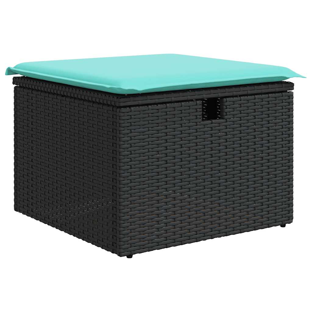 8-tlg. Garten-Sofagarnitur mit Kissen Grau Poly Rattan Akazie