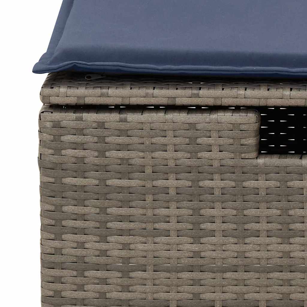 6-tlg. Garten-Sofagarnitur mit Kissen Grau Poly Rattan Akazie