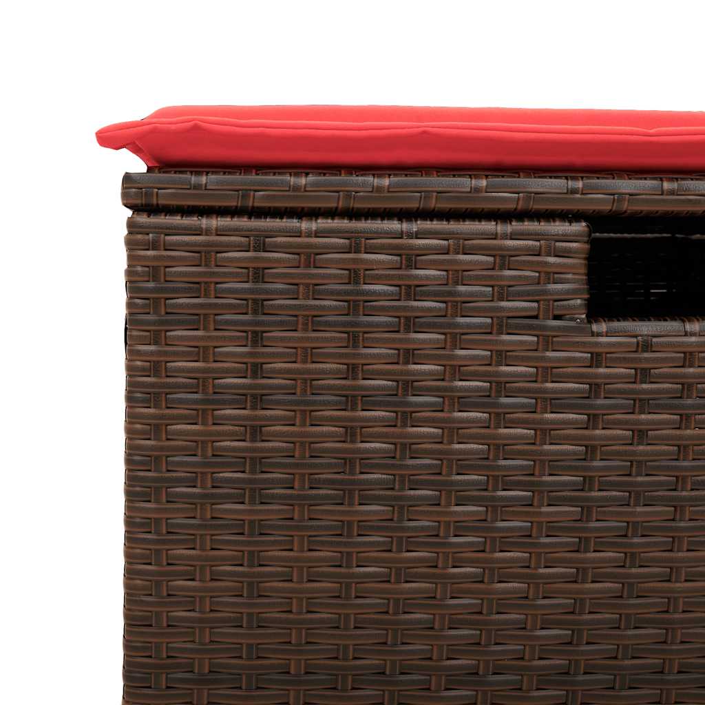 9-tlg. Garten-Sofagarnitur mit Kissen Braun Poly Rattan