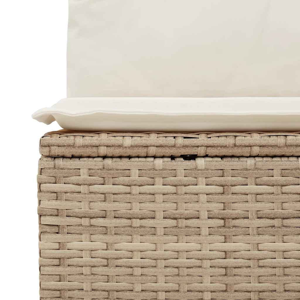 6-tlg. Garten-Sofagarnitur mit Kissen Beige Poly Rattan