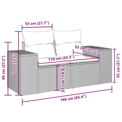 8-tlg. Garten-Sofagarnitur mit Kissen Grau Poly Rattan
