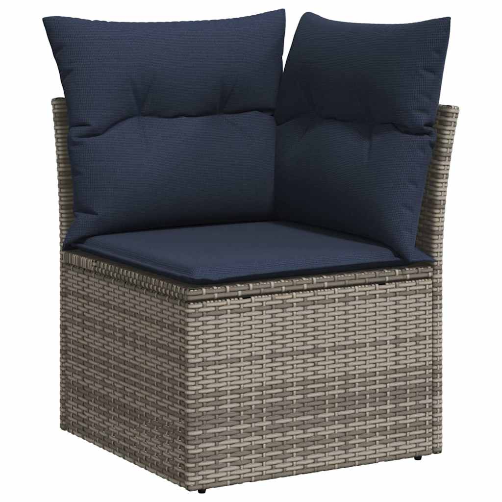 7-tlg. Garten-Sofagarnitur mit Kissen Braun Poly Rattan Akazie