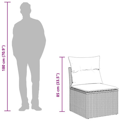 6-tlg. Garten-Sofagarnitur mit Kissen Grau Poly Rattan Akazie