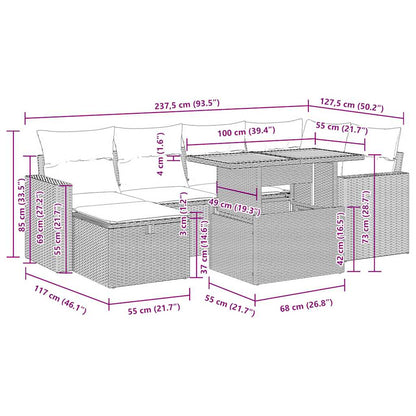 8-tlg. Garten-Sofagarnitur mit Kissen Beige Poly Rattan Akazie