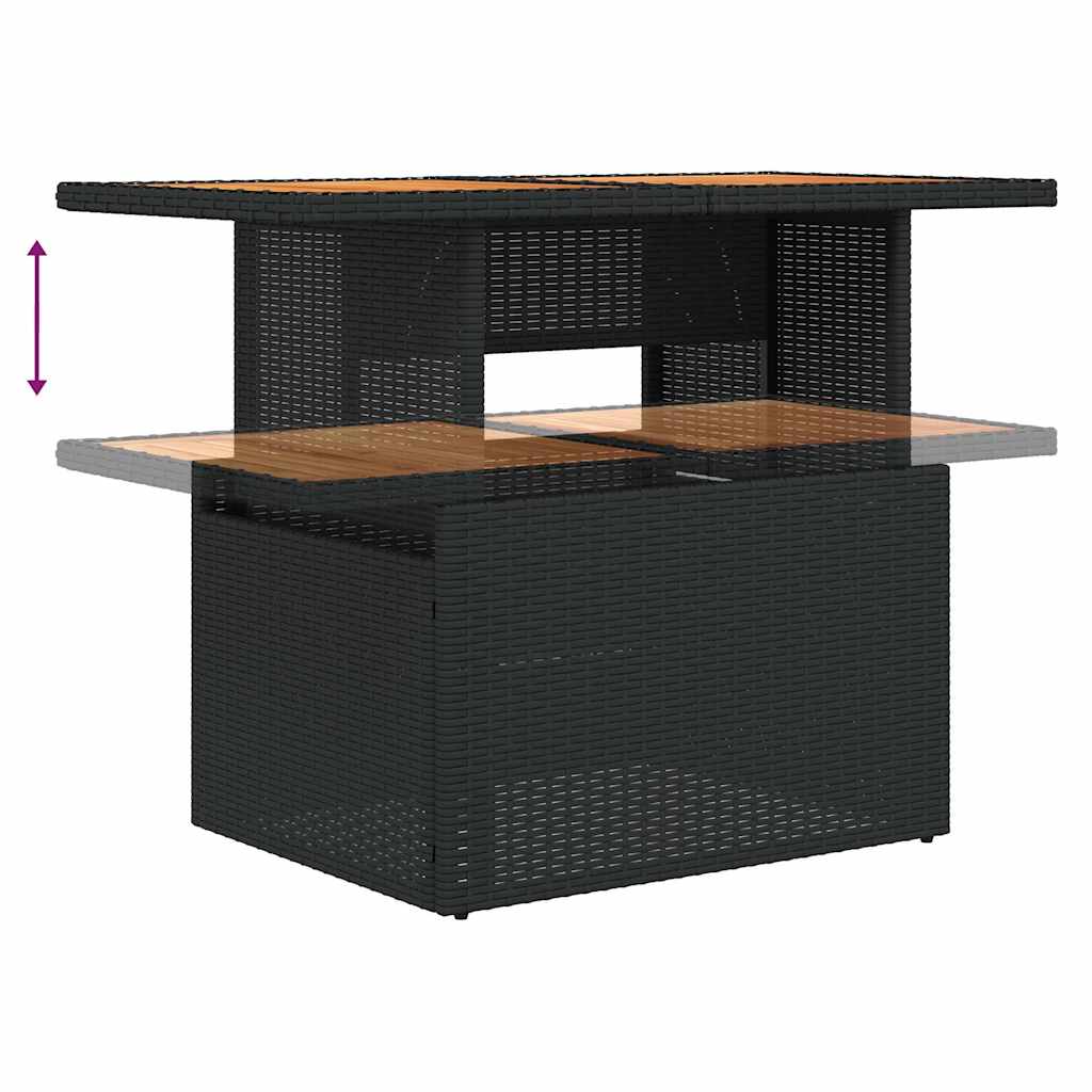 8-tlg. Garten-Sofagarnitur mit Kissen Grau Poly Rattan Akazie
