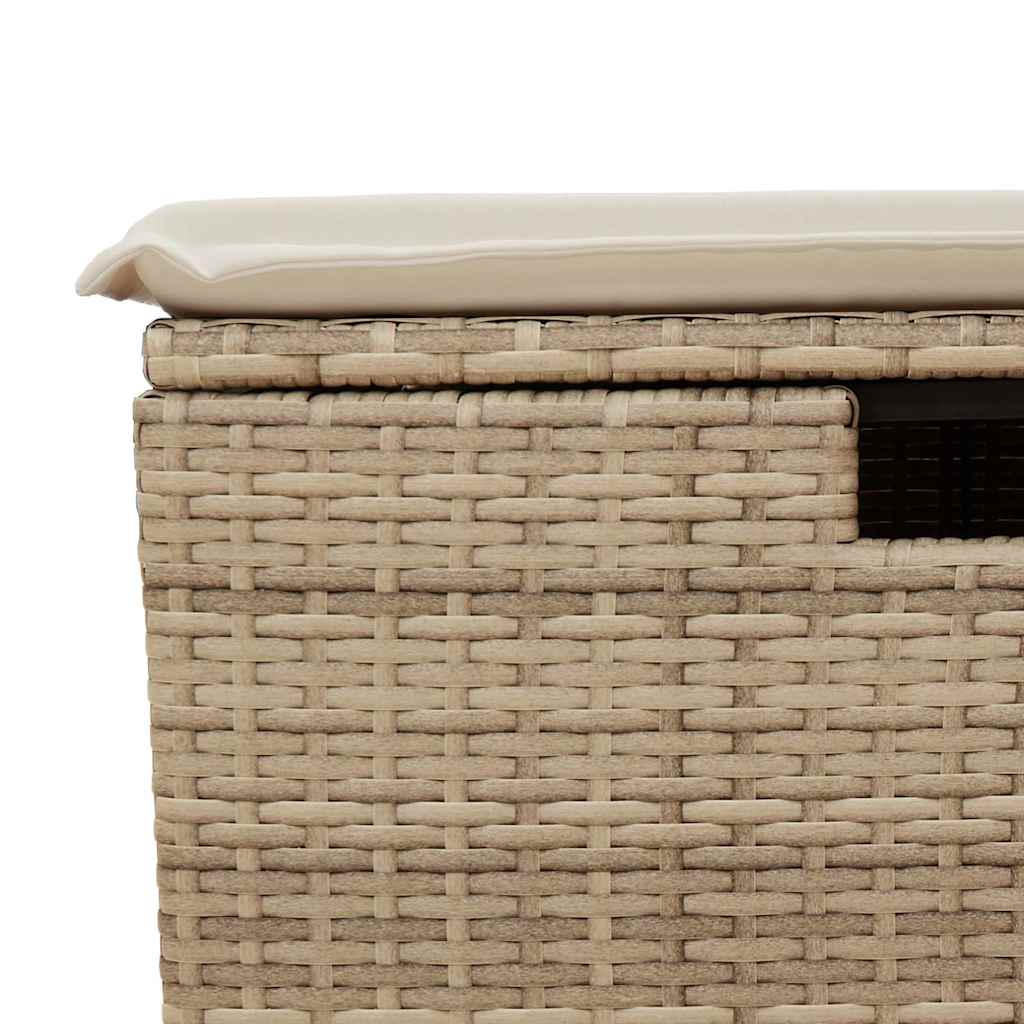 6-tlg. Garten-Sofagarnitur mit Kissen Beige Poly Rattan Akazie