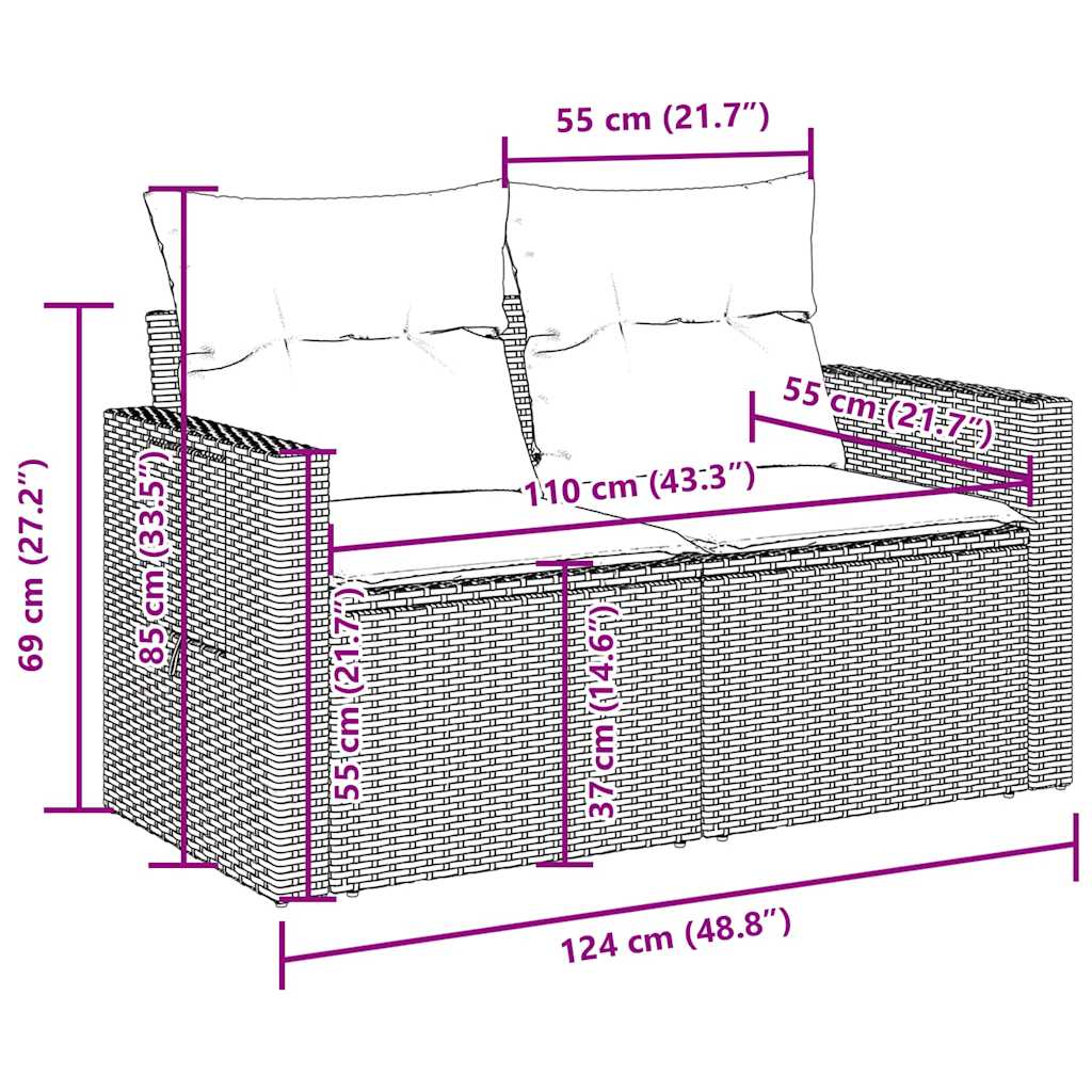 6-tlg. Garten-Sofagarnitur mit Kissen Beige Poly Rattan Akazie