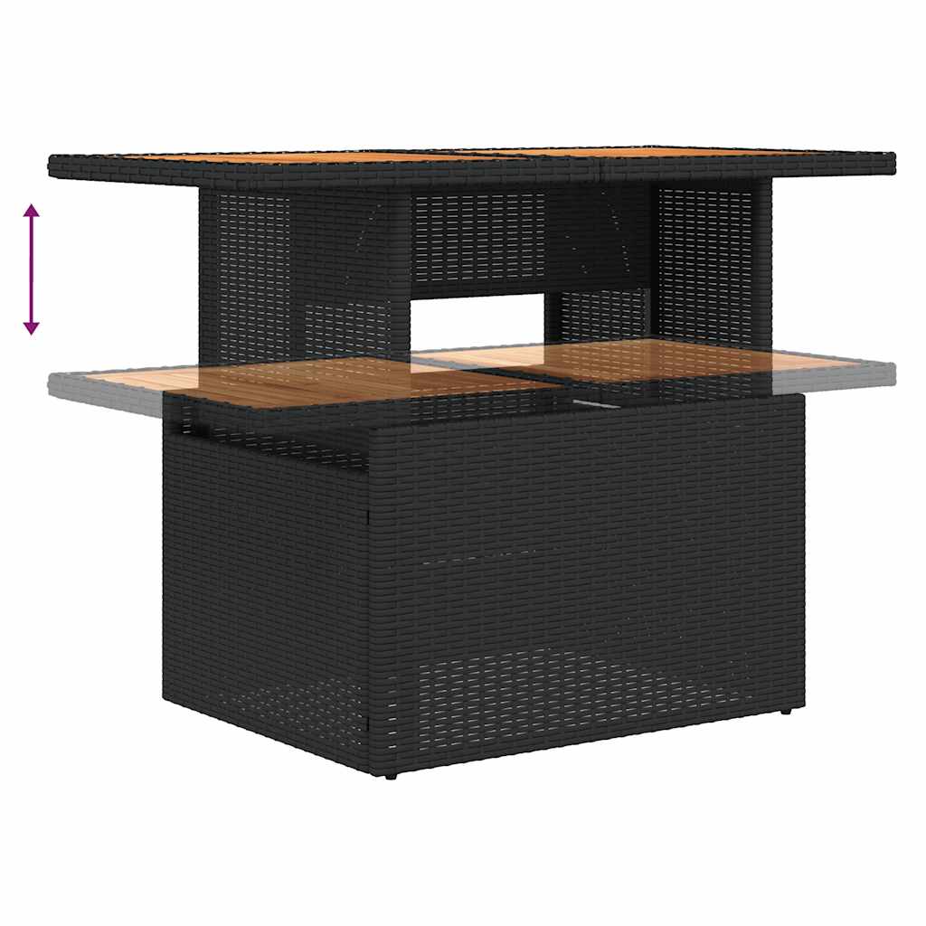 7-tlg. Garten-Sofagarnitur mit Kissen Braun Poly Rattan Akazie