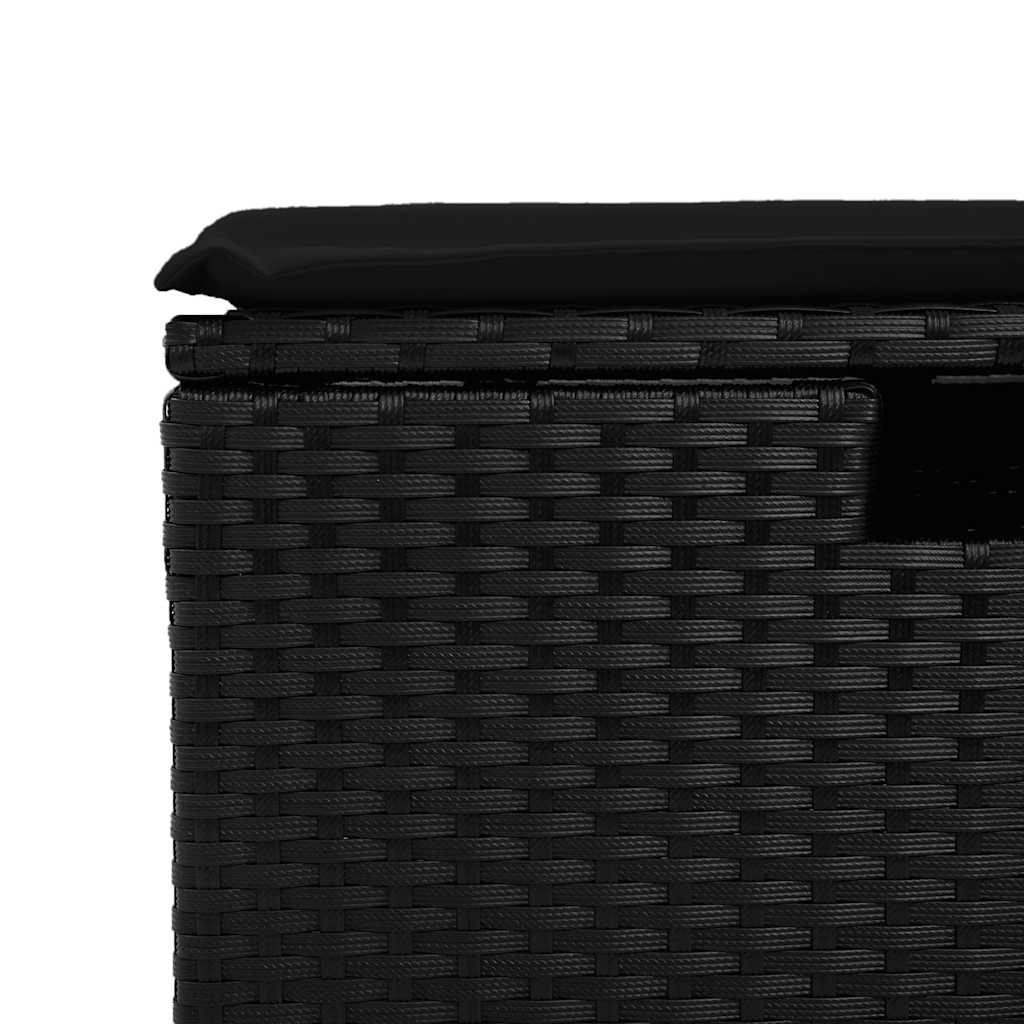 5tlg. Garten-Sofagarnitur mit Kissen Schwarz Poly Rattan Akazie