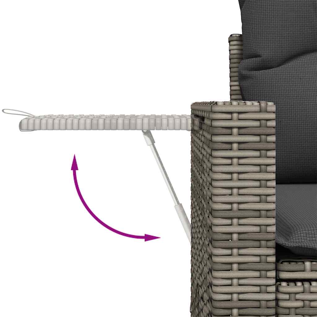 5-tlg. Garten-Sofagarnitur mit Kissen Grau Poly Rattan Akazie