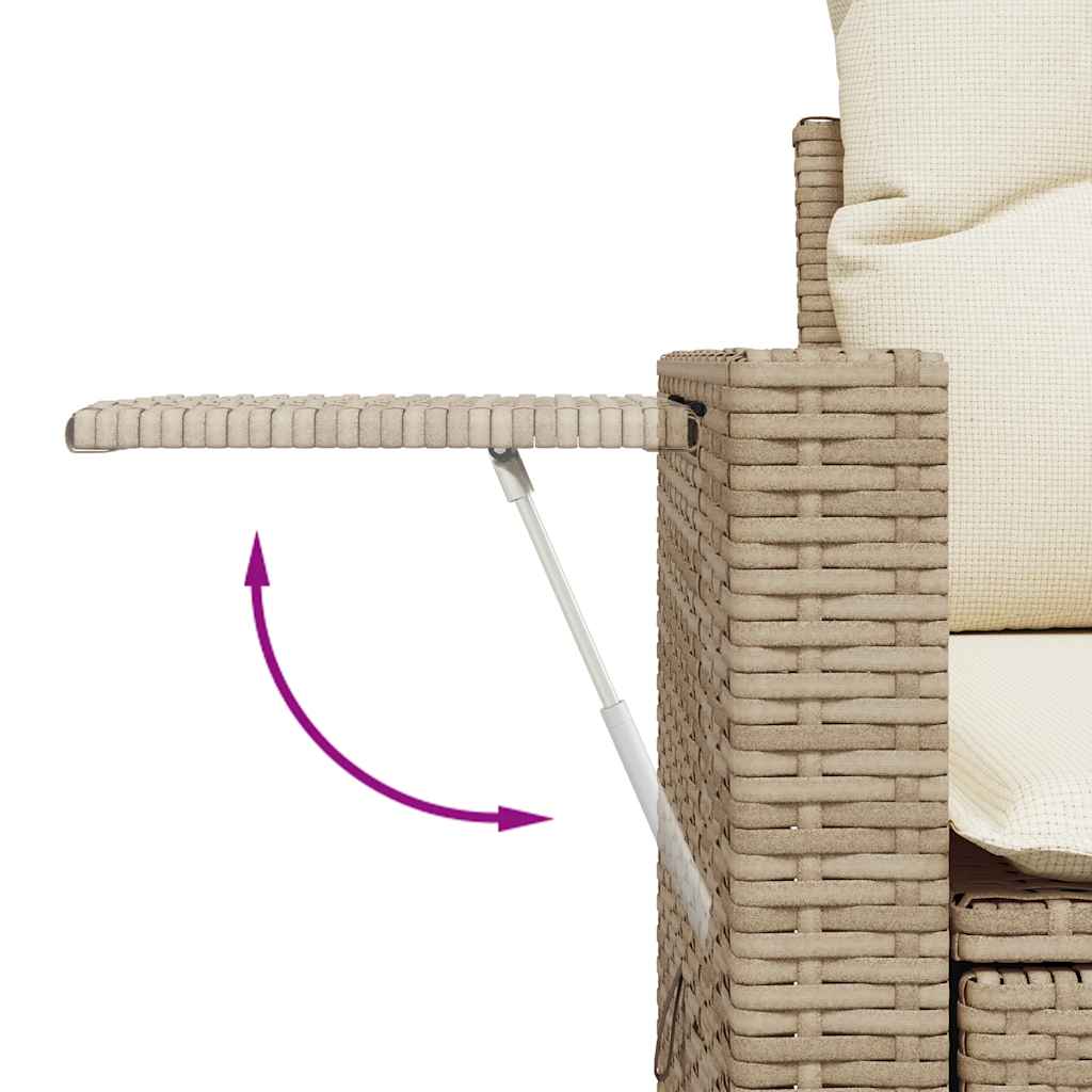 9-tlg. Garten-Sofagarnitur mit Kissen Beige Poly Rattan Akazie