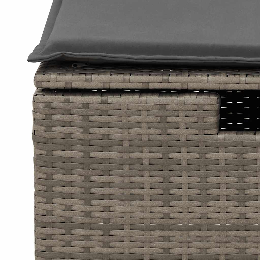 9-tlg. Garten-Sofagarnitur mit Kissen Grau Poly Rattan Akazie