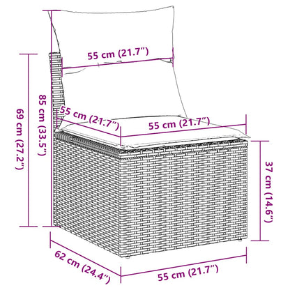 6-tlg. Garten-Sofagarnitur mit Kissen Grau Poly Rattan Akazie
