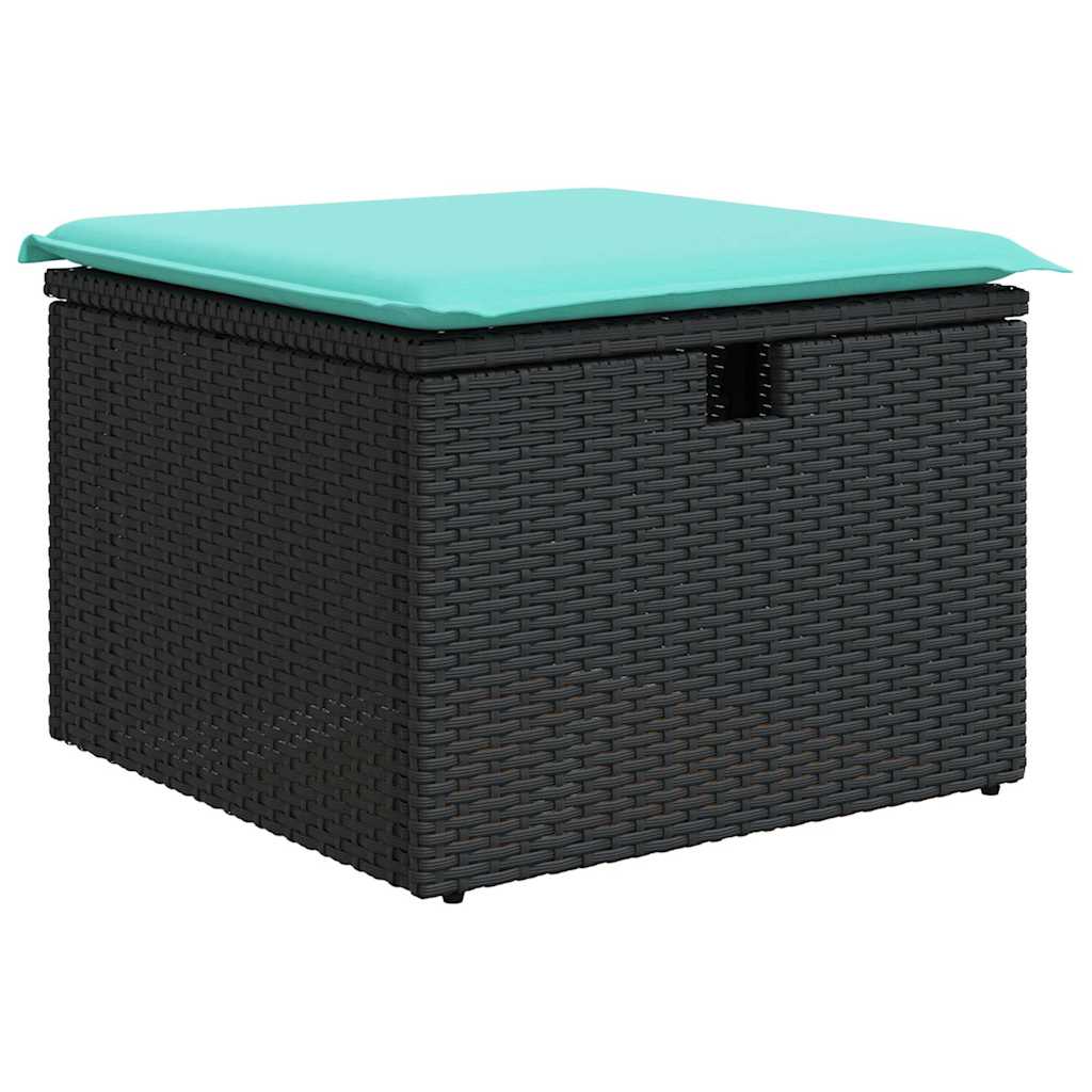7-tlg. Garten-Sofagarnitur mit Kissen Grau Poly Rattan Akazie