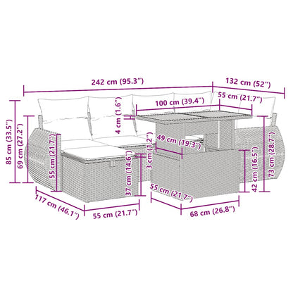 8-tlg. Garten-Sofagarnitur mit Kissen Beige Poly Rattan Akazie