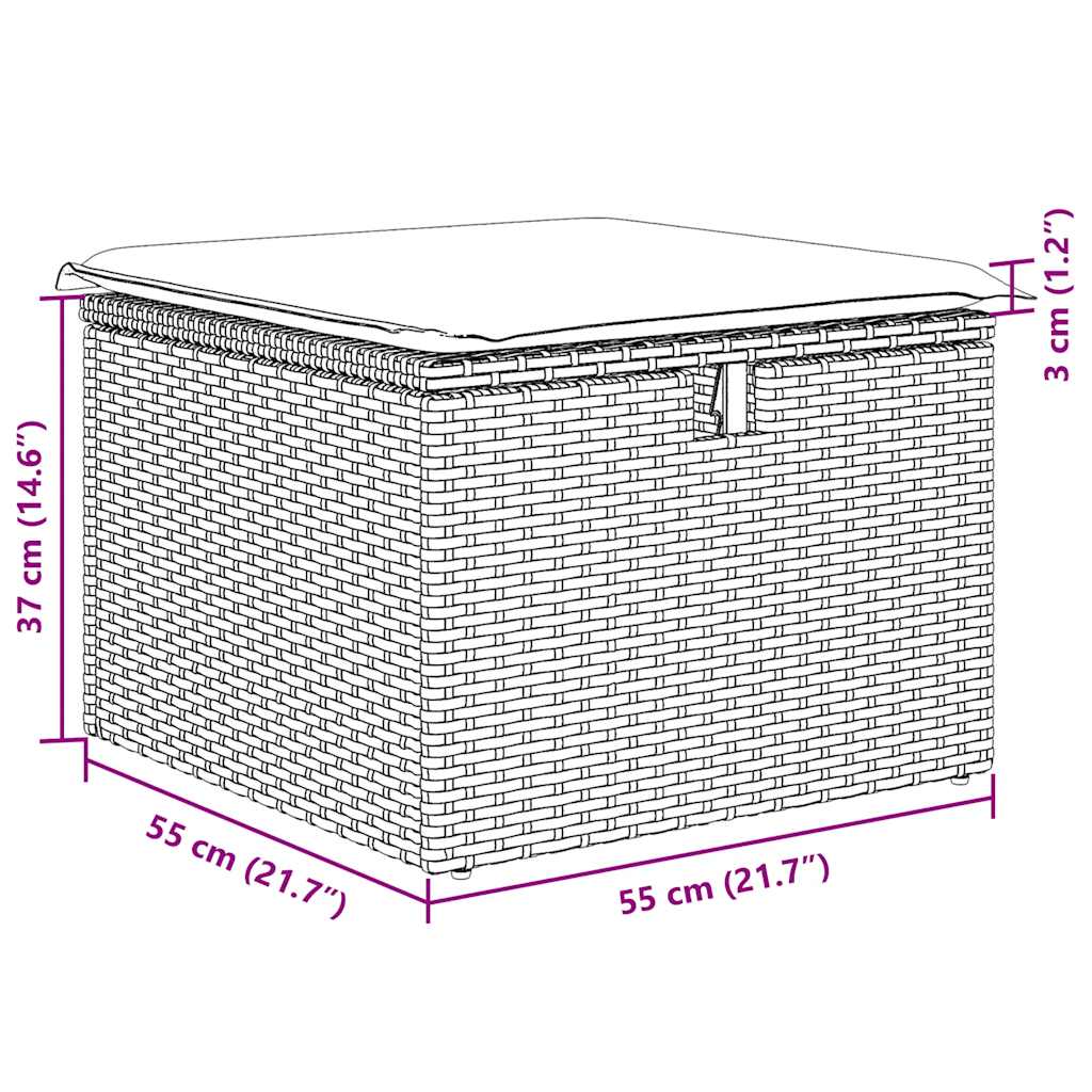 8-tlg. Garten-Sofagarnitur mit Kissen Beige Poly Rattan Akazie
