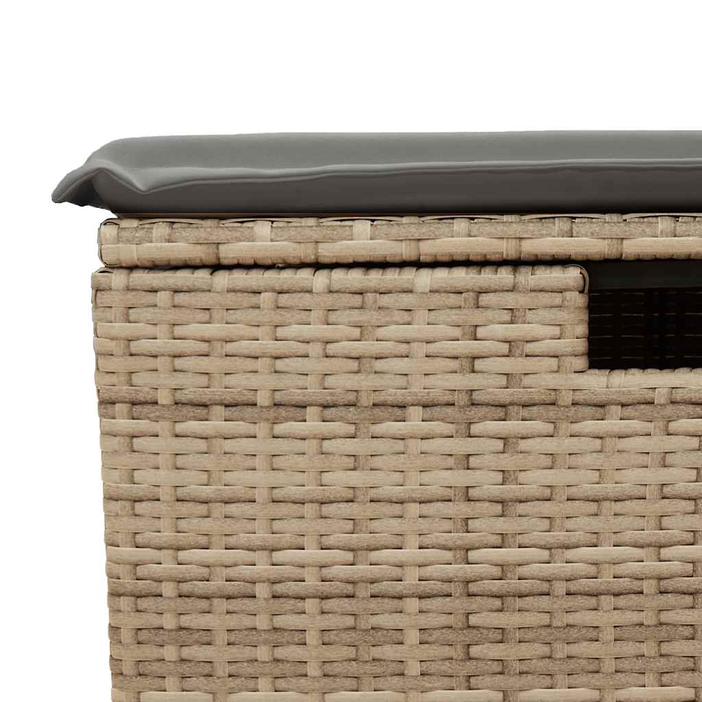 8-tlg. Garten-Sofagarnitur mit Kissen Beige Poly Rattan Akazie