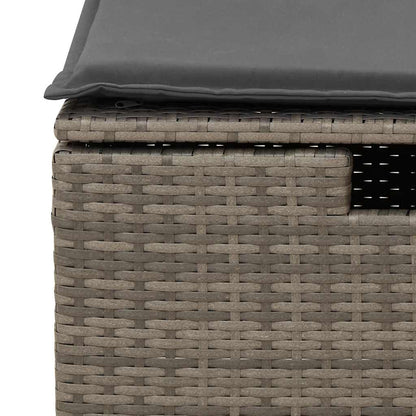 8-tlg. Garten-Sofagarnitur mit Kissen Grau Poly Rattan Akazie