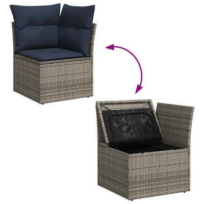 7-tlg. Garten-Sofagarnitur mit Kissen Braun Poly Rattan Akazie