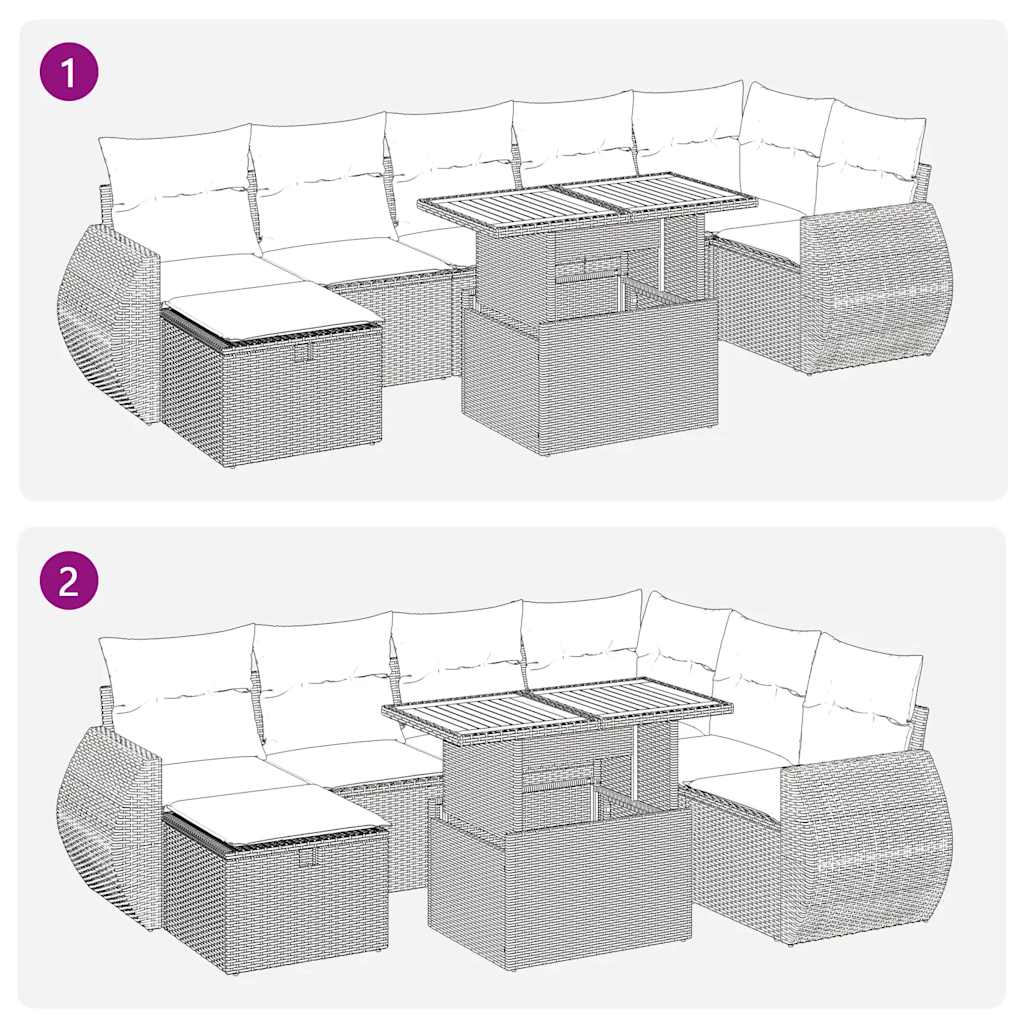 5tlg. Garten-Sofagarnitur mit Kissen Schwarz Poly Rattan Akazie