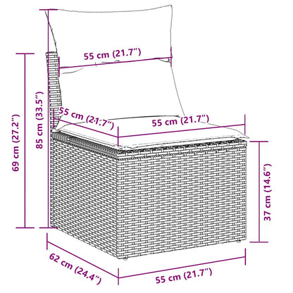 8-tlg. Garten-Sofagarnitur mit Kissen Beige Poly Rattan Akazie