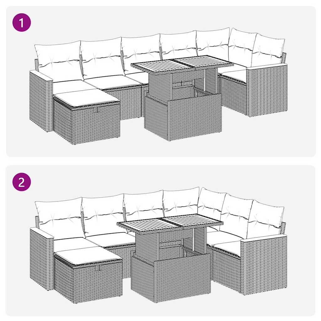 5-tlg. Garten-Sofagarnitur mit Kissen Schwarz Poly Rattan