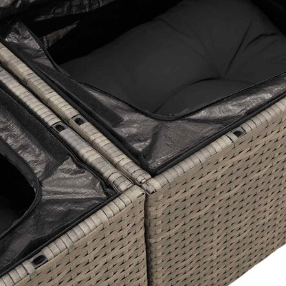 8-tlg. Garten-Sofagarnitur mit Kissen Grau Poly Rattan