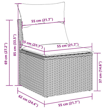 8-tlg. Garten-Sofagarnitur mit Kissen Grau Poly Rattan